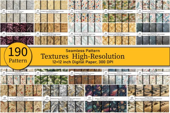 190 Digital Paper Textures for Creative Projects