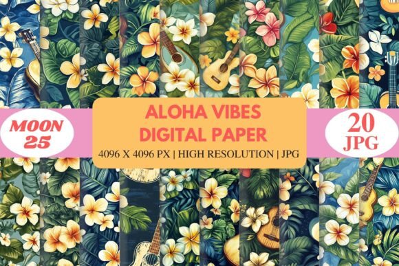 Aloha Vibes Digital Paper: A Versatile Tropical Seamless Pattern for Creative Projects