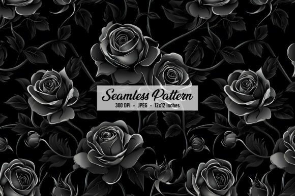 Black Rose Flower Seamless Pattern – A Versatile Design for Creative Projects