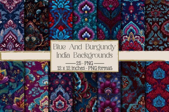 Blue and Burgundy India Backgrounds for Creative Projects