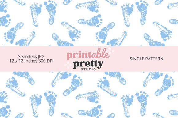 Blue Baby Footprints Digital Paper: A Touch of Charm for Crafting
