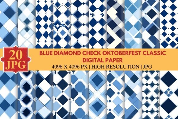Blue Diamond Check Oktoberfest Classic D for Design Projects
