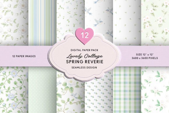 Blue Green Floral Cottage Digital Paper: A Versatile Resource for Creative Projects