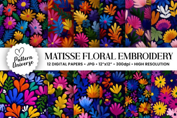 Bright Matisse Flowers Embroidery Papers: A Creative Resource for Craft Enthusiasts