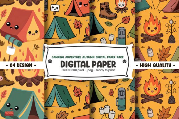 Camping Adventure Autumn Digital Paper: A Versatile Design for Creative Projects