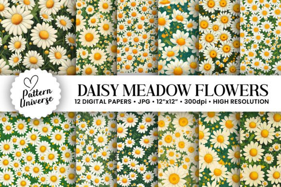 Daisy Meadow Floral Seamless Pattern
