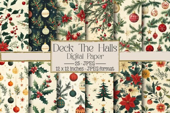 Deck the Halls Christmas Pattern Papers: A Creative Solution for Festive Design Needs