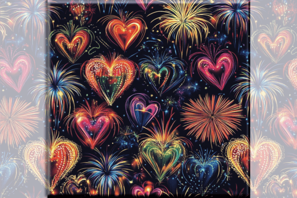 Fireworks of Love Seamless Pattern PNG