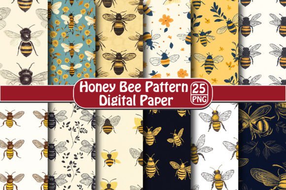Honey Bee Pattern: Creative Possibilities in 25 PNG Designs