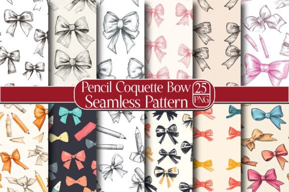 Pencil Coquette Bow Seamless Pattern