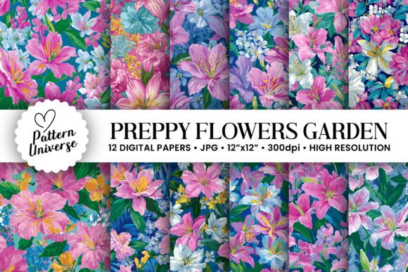 Preppy Tulip Flowers Digital Paper: A Versatile Asset for Creative Projects