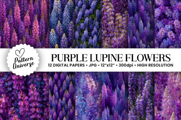 Purple Lupine Flowers Digital Paper: A Versatile Resource for Modern Crafters and Designers