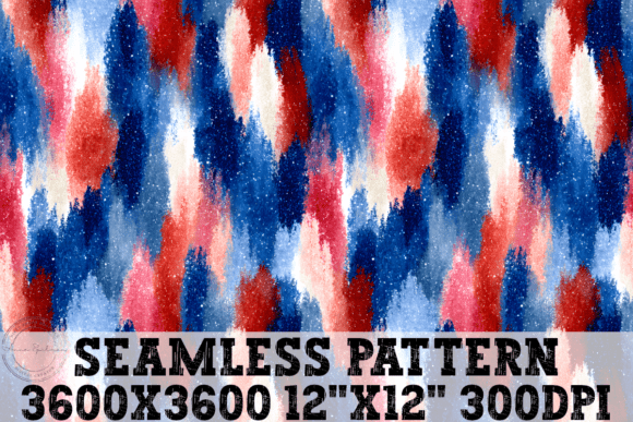 Red White Blue Brush Strokes Seamless Pattern