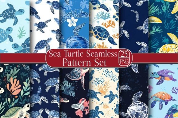Sea Turtle Seamless Pattern Set: A Versatile Design Resource for Creative Projects