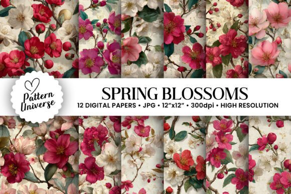 Spring Cherry Blossoms Digital Paper: A Versatile Resource for Creative Projects