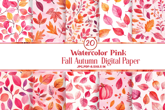 Watercolor Pink Fall Autumn Digital Pap: A Creative Resource for Artists and Designers